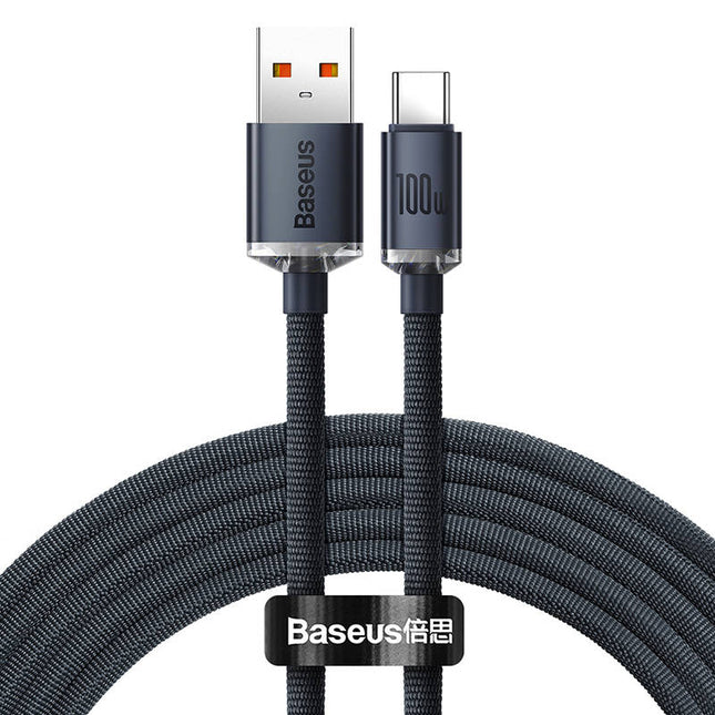 Baseus Crystal Shine Kabel USB auf USB-C, 100 W, 1,2 m (schwarz)