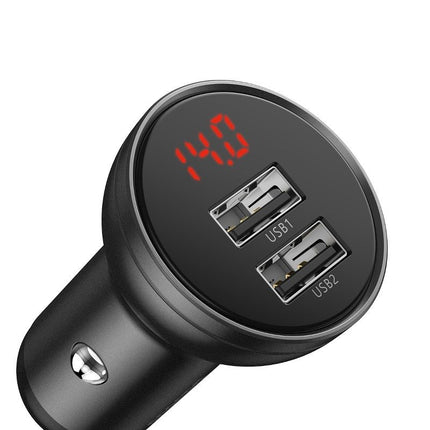 Baseus Digital Display Dual USB 4.8A Car Charger 24W Gray
