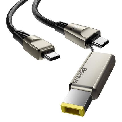 Baseus Flash Series 2in1 USB-Kabel - USB Typ C / Lenovo (rechteckiger Stecker) DC Laptop-Ladeadapter 2 m 100 W 5 A schwarz (CA1T2-E01)