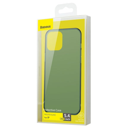 Baseus Frosted Glass Case Starre Hülle mit flexiblem Rahmen iPhone 12 mini Dunkelgrün (WIAPIPH54N-WS06)