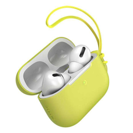 Baseus Let's go AirPods Pro Case siliconen hoesje voor AirPods Pro koptelefoon + mini lanyard geel