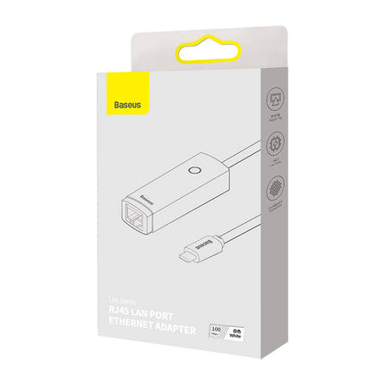Baseus Lite Series USB-C naar RJ45 netwerkadapter, 100Mbps (wit)