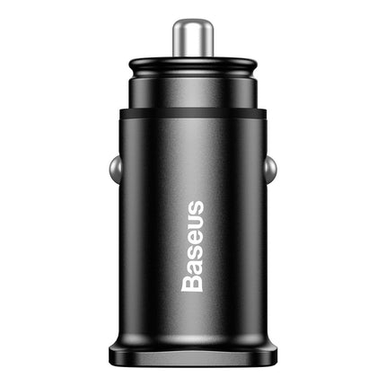 Baseus Car charger dual port 2 inputs black Smart fast car charger with front LED indicator