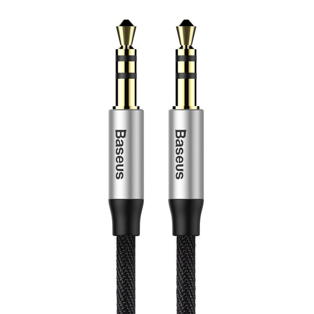 Baseus Yiven M30 Stereo AUX 3.5mm Audio Cable Male Mini Jack 0.5m Silver-Black (CAM30-AS1)