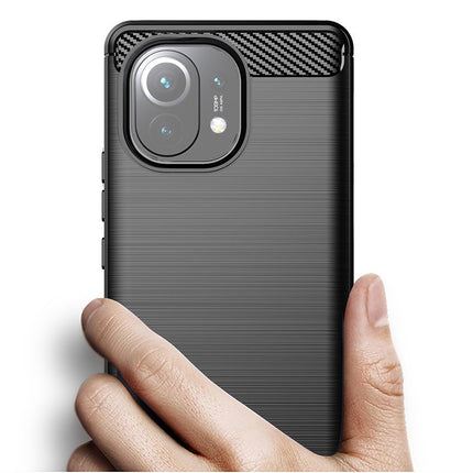 Carbon Case Flexibles Cover TPU Case für Xiaomi Mi 11 schwarz