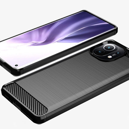 Carbon Case Flexibles Cover TPU Case für Xiaomi Mi 11 schwarz