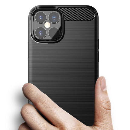 iPhone 12 Pro Max Black Case Carbon Case Flexible Cover TPU Case 