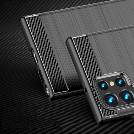 Carbon Case für Samsung Galaxy S23 Ultra flexibles Silikon Carbon Cover schwarz