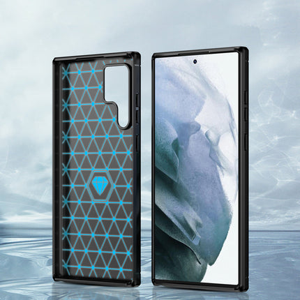 Carbon Case voor Samsung Galaxy S23 Ultra flexibele siliconen carbon hoes zwart