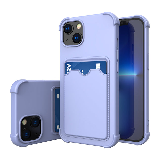 TeleGreen iPhone XR blue anti-shock Card Case silicone wallet case with card holder