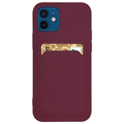 iPhone 12/12 Pro hoesje Burgundy Card Case Siliconen Portemonnee met Card Slot