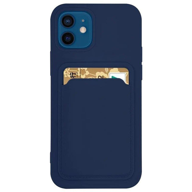 iPhone 12/12 Pro case dark blue Card Case Silicone Wallet with Card Slot