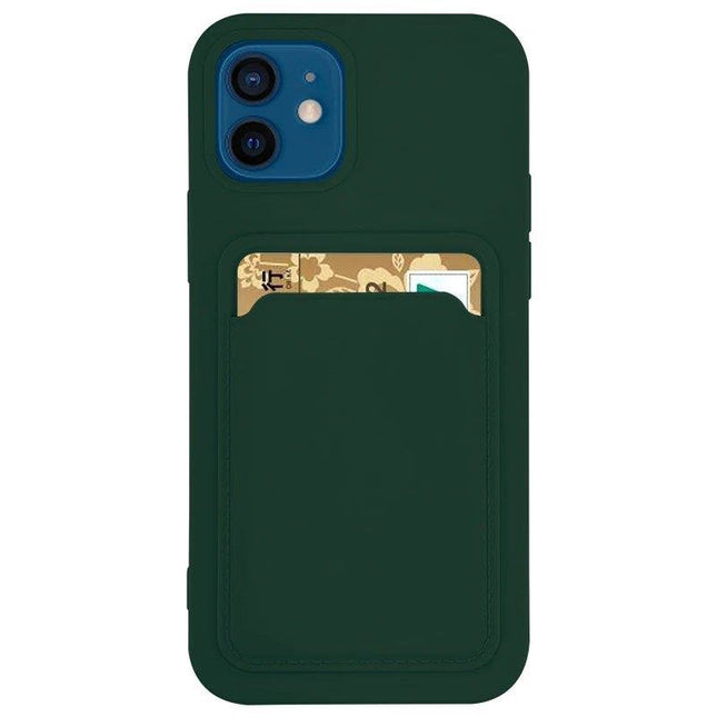 iPhone 12/12 Pro Hülle grün Kartenhülle Silikon Portemonnaie mit Kartenfach