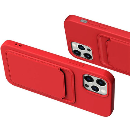 Kartenetui Silikon-Brieftaschenetui mit Kartensteckplatz für Dokumente für Xiaomi Redmi Note 10 5G / Poco M3 Pro Rot