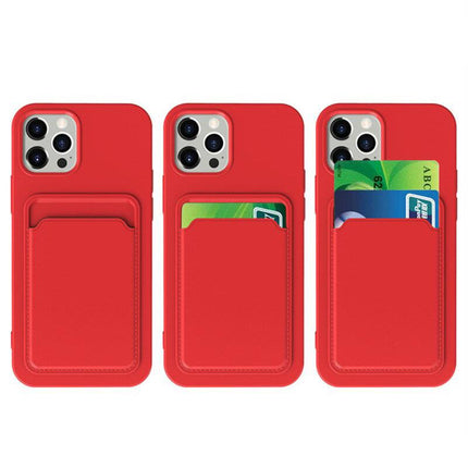 Card Case Silicone Wallet Case With Card Slot Documents For Xiaomi Redmi Note 10 5G / Poco M3 Pro Red