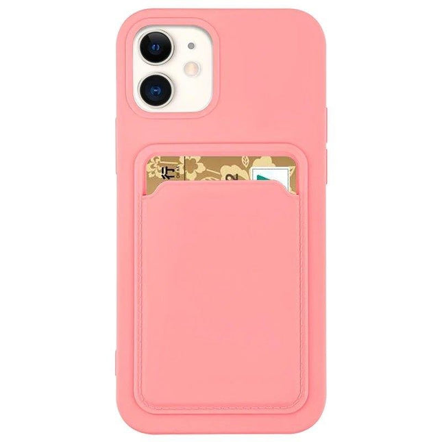 iPhone 13 Pro hoesje backcover roze Silicone met ruimte voor pasje