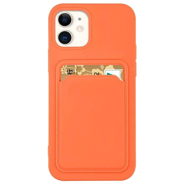 TeleGreen iPhone 13 Orange Card Case Silikon-Brieftaschenhülle mit Kartenhalterdokumenten