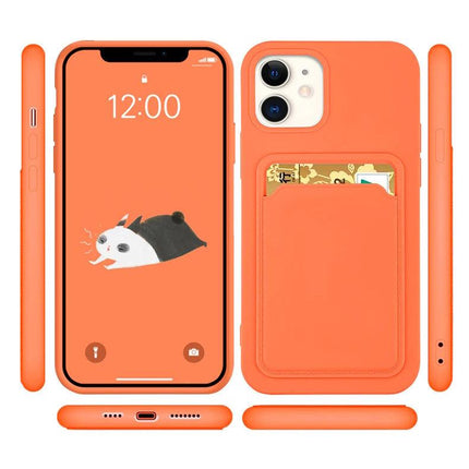 TeleGreen iPhone 13 Pro Max Oranje Card Case siliconen portemonnee hoesje met kaarthouder documenten