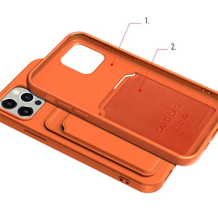 TeleGreen iPhone 13 Oranje Card Case siliconen portemonnee hoesje met kaarthouder documenten