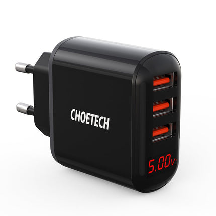 Choetech charger 3x USB 3.4A black oplader