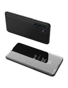 Clear View Case Cover für Samsung Galaxy S23 Ultra Cover mit Klappe schwarz