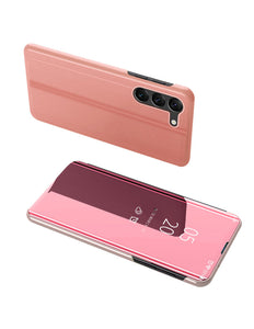 Clear View Case cover for Samsung Galaxy S23+ cover with flap pink