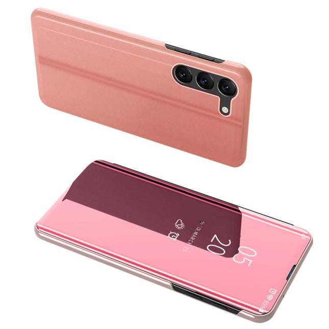 Clear View Case für Samsung Galaxy S23+ Hülle mit Klappe rosa