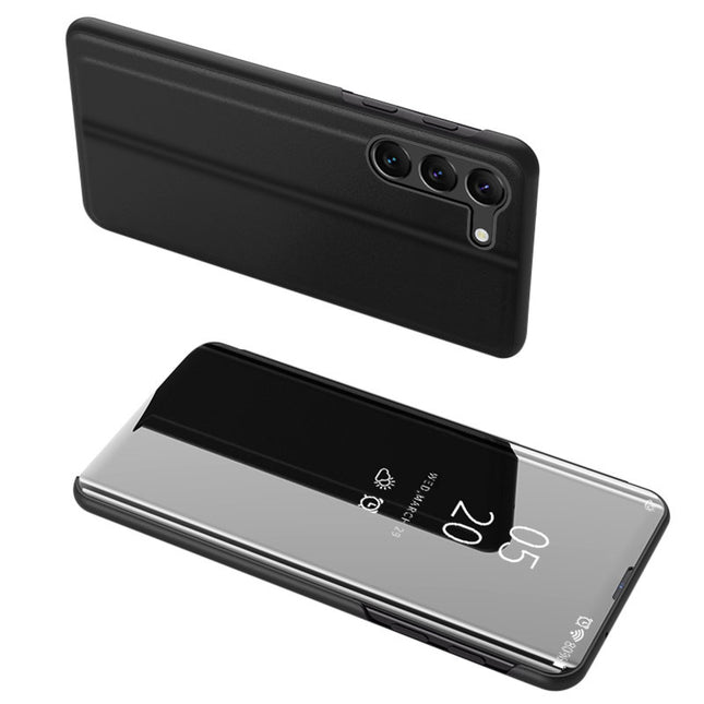 Clear View Case Cover für Samsung Galaxy S23+ Flip Cover schwarz