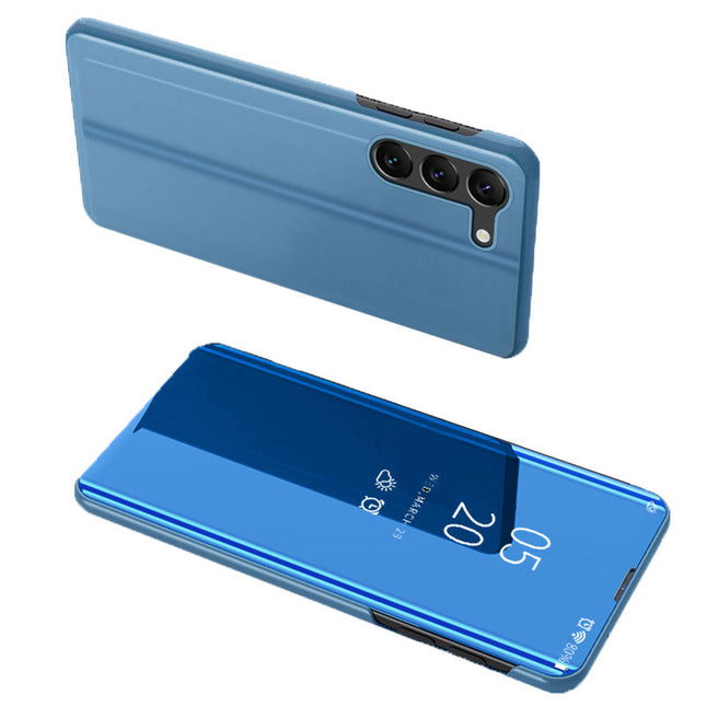 Clear View Case Cover für Samsung Galaxy S23+ Flip Cover blau