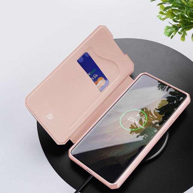 DUX DUCIS Skin X Bookcase-Hülle für Samsung Galaxy S21 Ultra 5G rosa