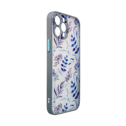 iPhone 13 Pro hoesje Flower Cover Dark Blue blauw