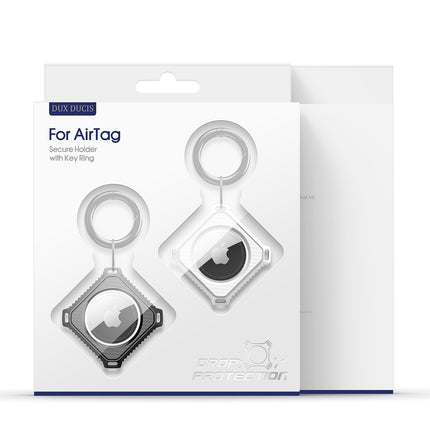 AirTag  Dux Ducis 2x Case Safe Gel Cover voor Locator Sleutelhanger Hanger Wit / Zwart