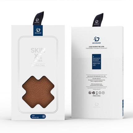 Dux Ducis Skin X2 case Samsung Galaxy A14 5G flip case wallet stand brown