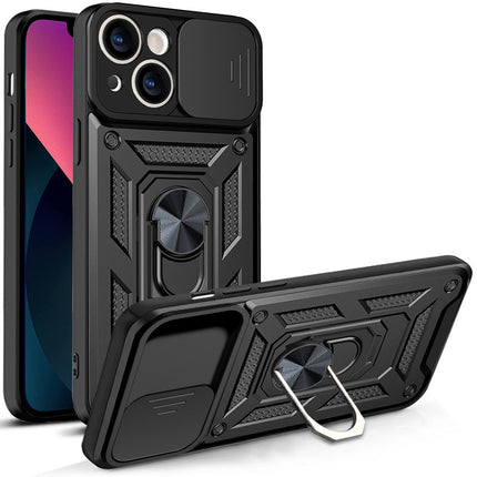 iPhone 13 Back Case Black Hard Shockproof Case Cover Cas TPU + Kickstand