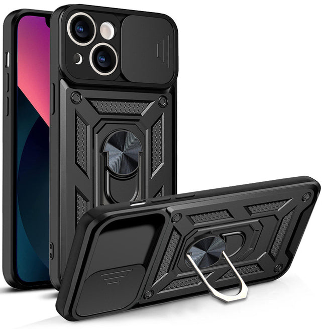 iPhone 13 achterkant hoesje zwart hard Shockproof Case Cover Cas TPU + Kickstand