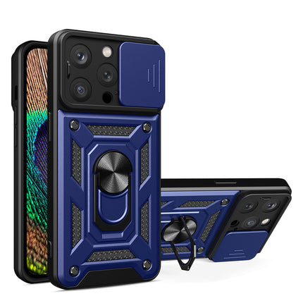 Hybrid Armor Camshield hoesje voor iPhone 14 Pro Max gepantserd hoesje met camerahoes blauw