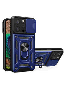 Hybrid Armor Camshield hoesje voor iPhone 14 Pro Max gepantserd hoesje met camerahoes blauw