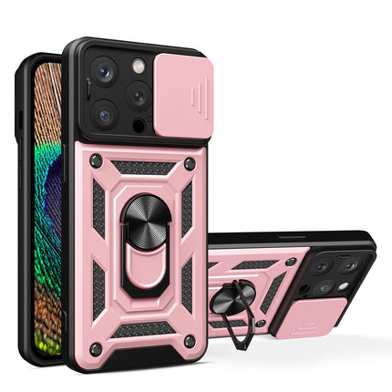 Hybrid Armor Camshield hoesje voor iPhone 14 Pro Max gepantserd hoesje met camerahoes roze