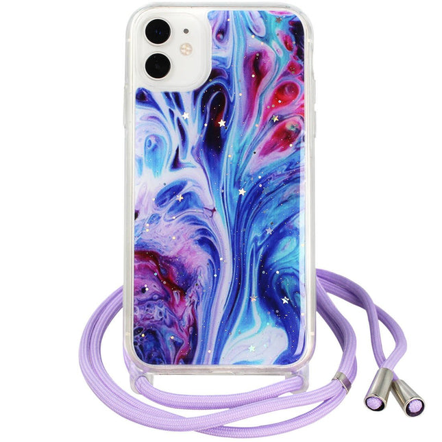 iPhone 11 Pro Max case silicone with cord rope chain glitter 