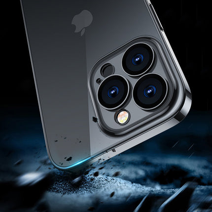 Joyroom 14Q Case Hülle für iPhone 14 Pro Max Gehäusedeckel mit Metallrahmen Schwarz (JR-14Q4-Black)