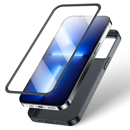iPhone 13 Pro Max Joyroom 360 Full Case Vorder- und Rückseite + Displayschutz aus gehärtetem Glas schwarz (JR-BP928 schwarz)