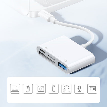 Joyroom HUB Multifunctional OTG Lightning Adapter - USB 3.2 Gen 1 (3.0, 3.1 Gen 1) / SD, TF / Lightning Card Reader White (S-H142 White)