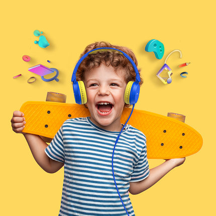 Joyroom on-ear hoofdtelefoon 3,5 mm mini-jack voor kinderen kids blauw (JR-HC1 blauw)