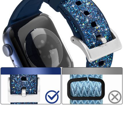 Kingxbar Crystal Fabric Band Horloge Armband 6 / SE / 5/4/3/2 (40mm / 38mm) Siliconen Band Crystal Band Blauw