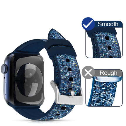 Kingxbar Crystal Fabric Strap Watch Bracelet 6/SE/5/4/3/2 (40mm/38mm) Silicone Strap Crystal Strap Blue 