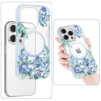 Kingxbar Flora Series magnetic case for iPhone 14 Pro MagSafe decorated with orchid flower print