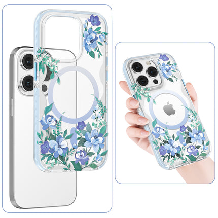 Kingxbar Flora Series magnetisch hoesje voor iPhone 14 Pro MagSafe versierd met orchidee bloemen print