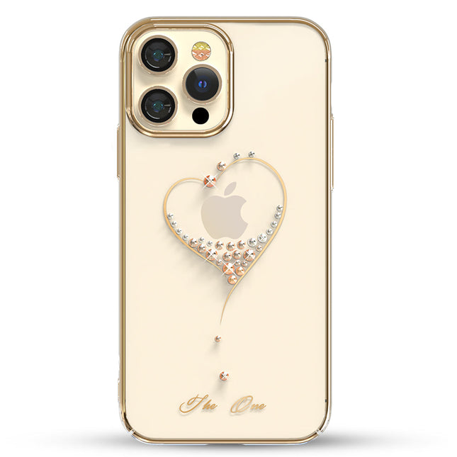 Kingxbar Wish Series-hoes versierd met originele Swarovski-kristallen iPhone 13 gouden