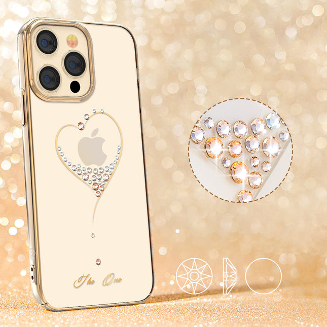 Kingxbar Wish Series-hoes versierd met originele Swarovski-kristallen iPhone 13 gouden
