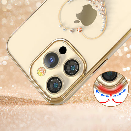 Kingxbar iPhone 13 Pro gouden Wish Series-hoes versierd met originele Swarovski-kristallen